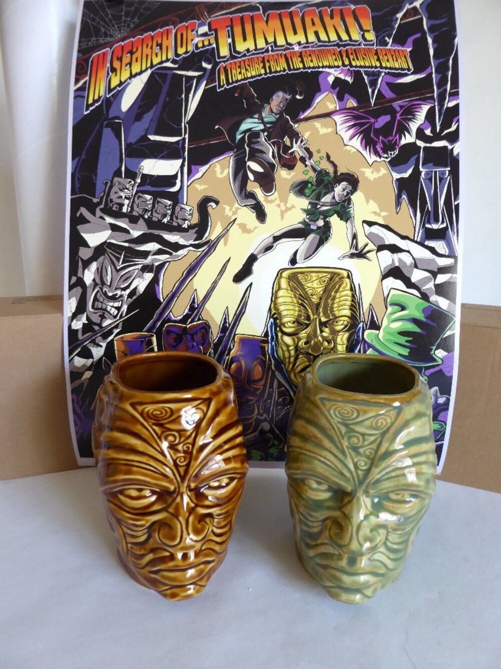 NEW LE #51/100 TIKI FARM BENZART TUMUAKI CERAMIC TIKI MUG SET & PRINT